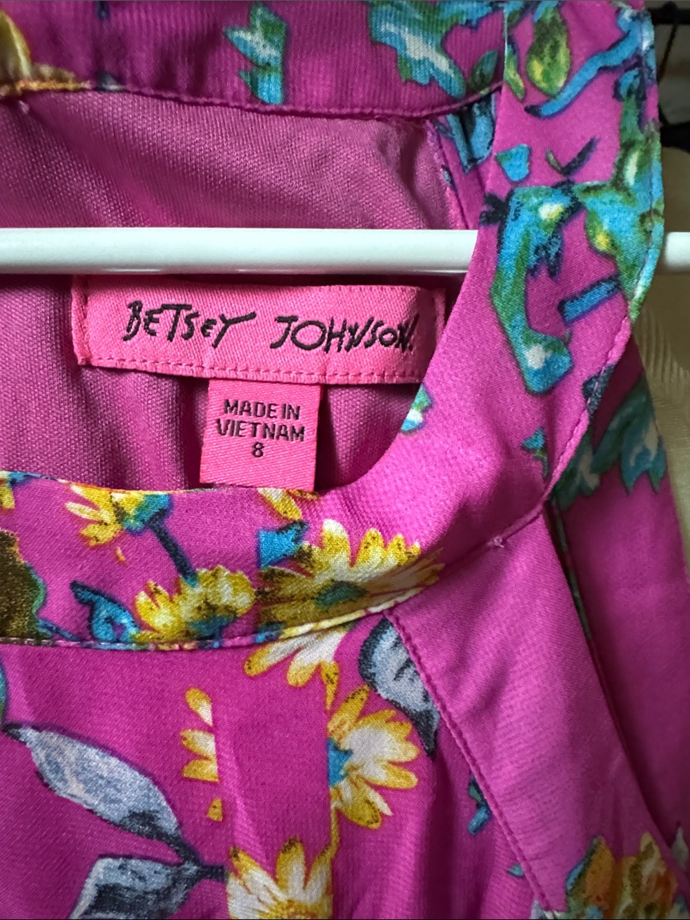 Betsey Johnson Bright Pink Floral Halter Swing Dress - Picture 4 of 4